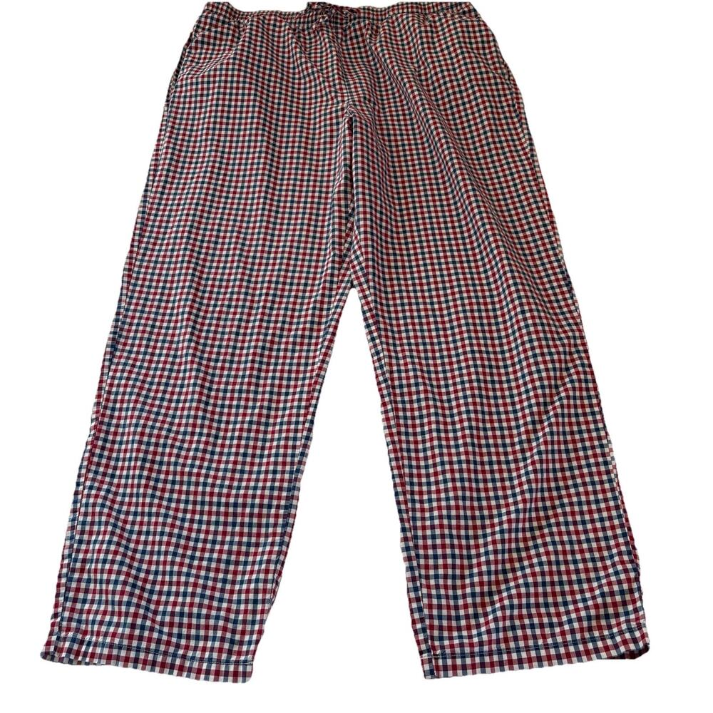L.L. Bean Pajama Pants Men’s Large Blue Red Plaid Cotton Sleepwear 278520